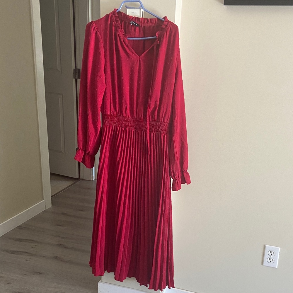 Chic Long Sleeve Red Dress